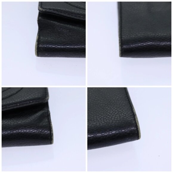 CHANEL COCO Mark Wallet Grained Calf Skin Black Gold CC Auth bs16752 - Picture 14 of 16